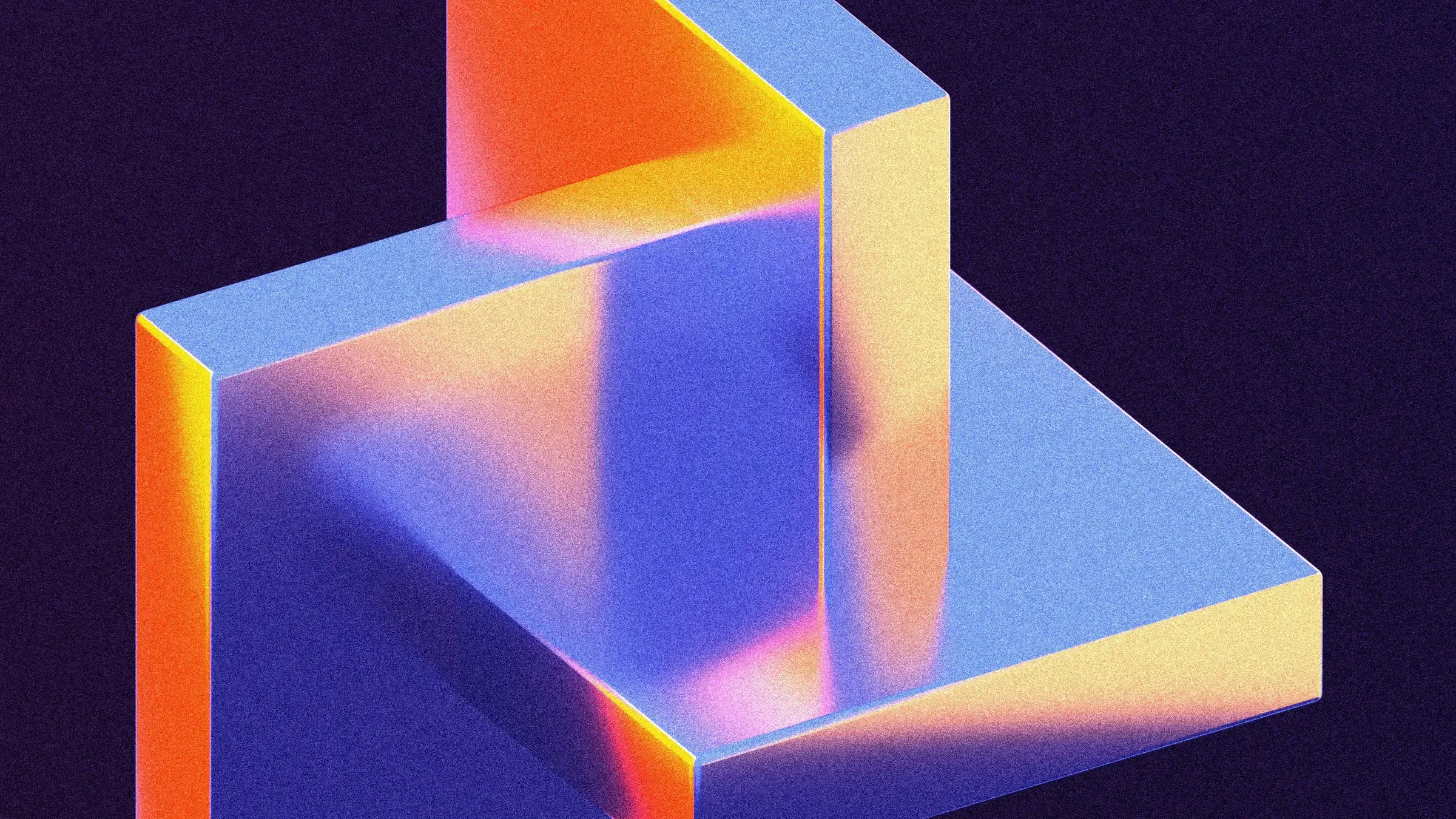 Two interlocking iridescent slabs